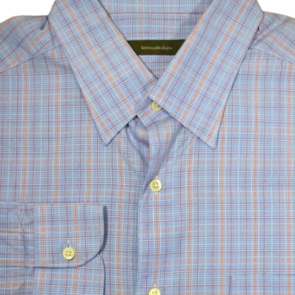 $790 NWT ERMENEGILDO ZEGNA COTTON MEN BLUE LONG SLEEVE SHIRT MEN XXL ITALY - Picture 3 of 13